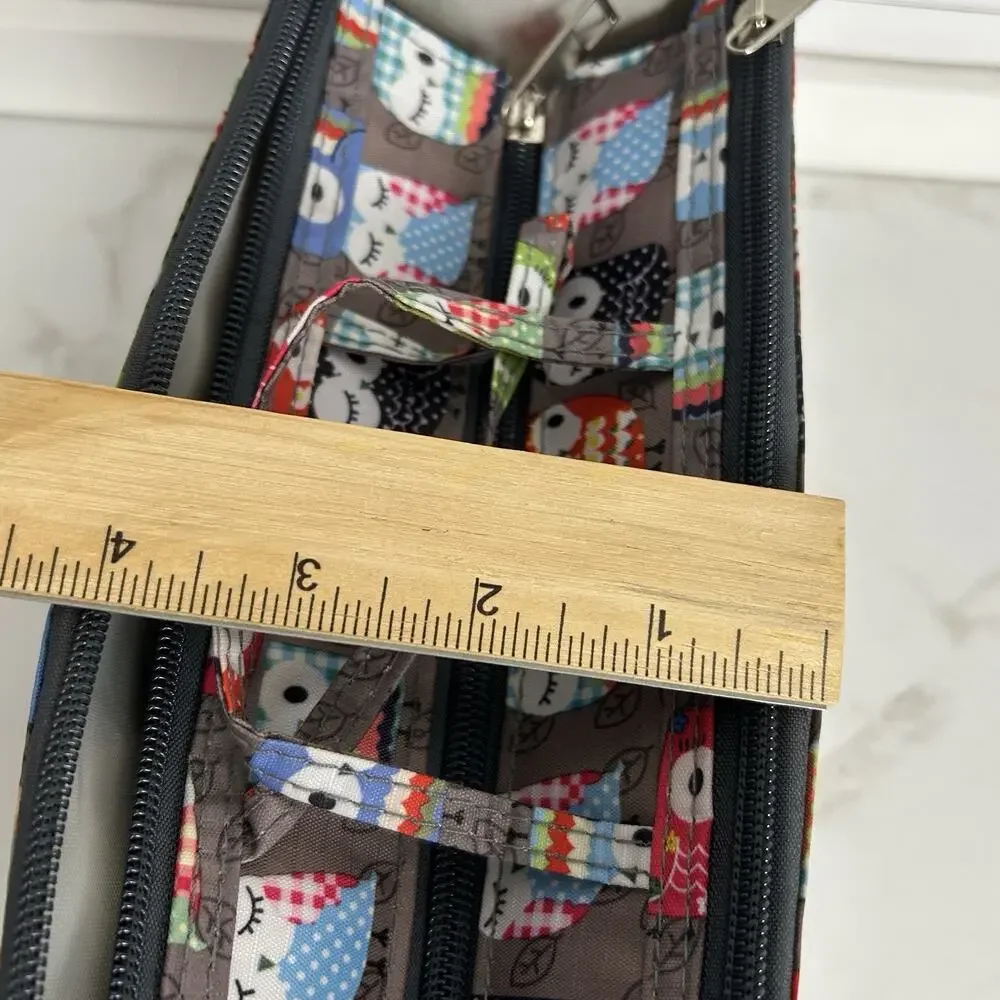 Owl Print Organizer Insert Bag Zipper Pockets Travel Craft Storage